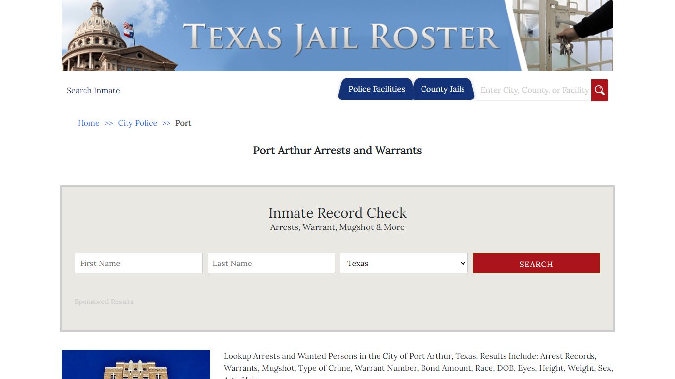 Port Arthur Arrests and Warrants | Jail Roster Search