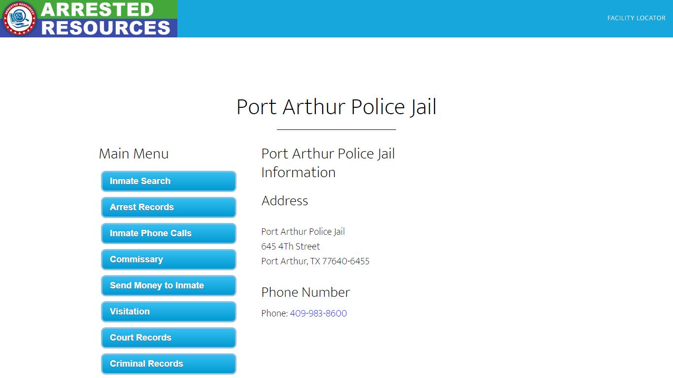 Port Arthur Police Jail - Inmate Search - Port Arthur, TX